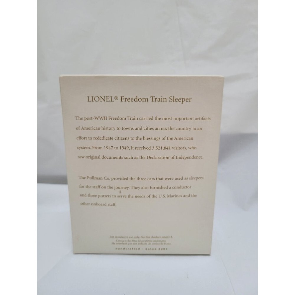 2007 Hallmark Keepsake Ornament Lionel Freedom Train Sleeper QXI2009 - Picture 8 of 10